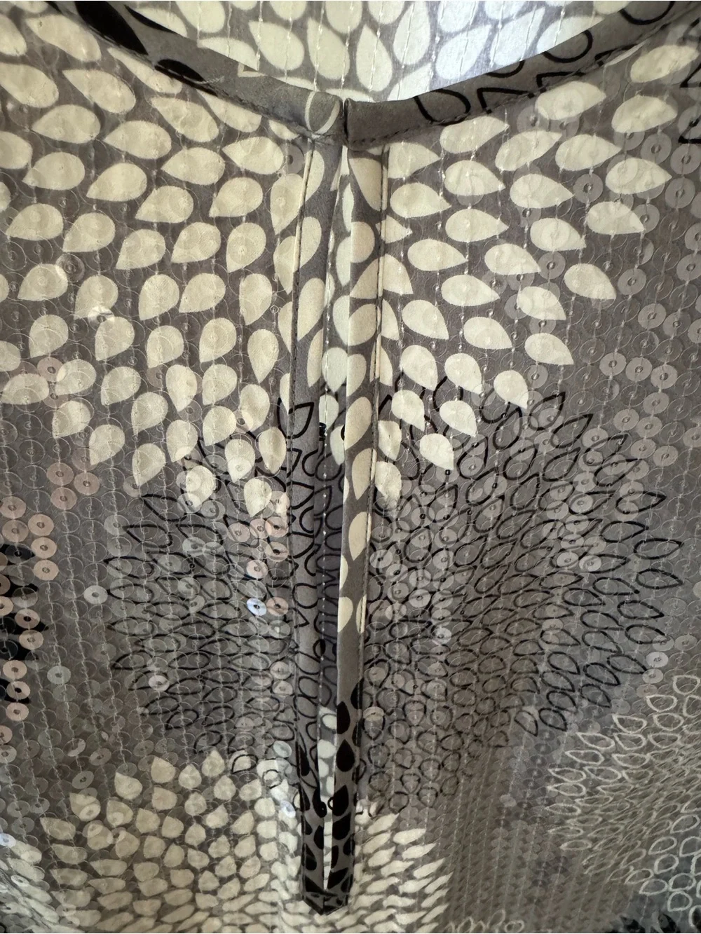 Tory Burch Silver and Gray Sequin Floral Tunic